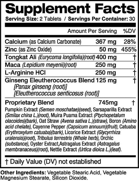 SizeVitrexx Pro supplement facts